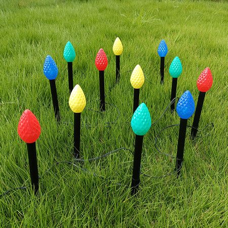 12 Pack C9 Christmas Decorations Outdoor Waterproof, Solar Christmas Path Lights with Pathway Marker Stakes, Solar Powered Lights for Outside Yard