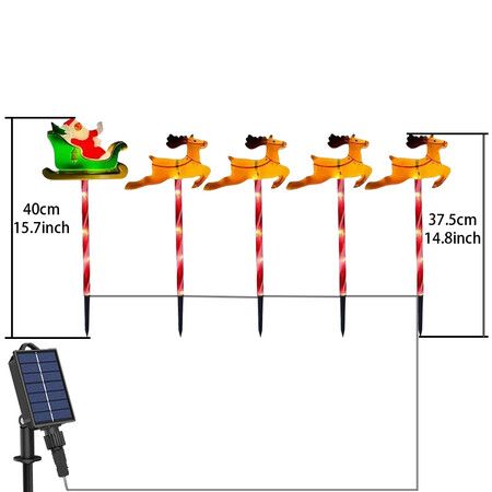 Solar Christmas Pathway Lights, 8 Light Modes, Santa Sleigh and Reindeer Outdoor Decoration, Christmas Yard Lights