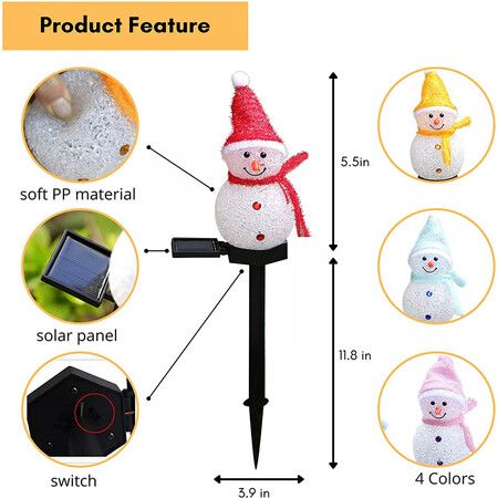 1 Pack Solar Christmas Decorations Outdoor Decor Snowman Stake Lights, Waterproof Walkway Landscape Lights for Winter Yard, Garden (Red)