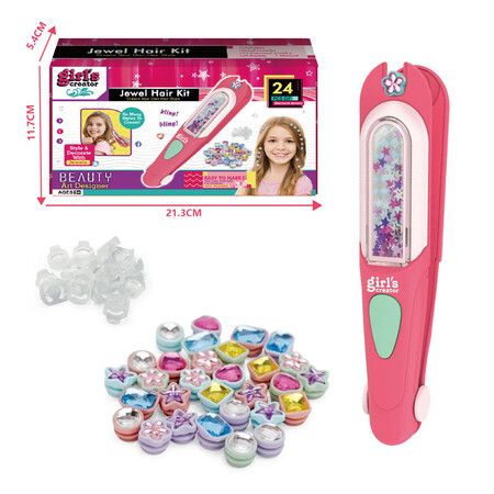 Kids Hair Gem Stamper Braid Kit   Bling Hair Jewels for Girls Hair Styling Tool with Reusable Shining Diamonds Christmas Birthday Gifts Kids Ages 3+