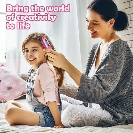 Kids Hair Gem Stamper Braid Kit   Bling Hair Jewels for Girls Hair Styling Tool with Reusable Shining Diamonds Christmas Birthday Gifts Kids Ages 3+