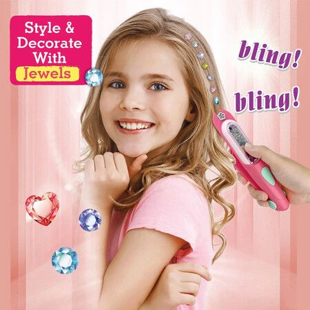 Kids Hair Gem Stamper Braid Kit   Bling Hair Jewels for Girls Hair Styling Tool with Reusable Shining Diamonds Christmas Birthday Gifts Kids Ages 3+