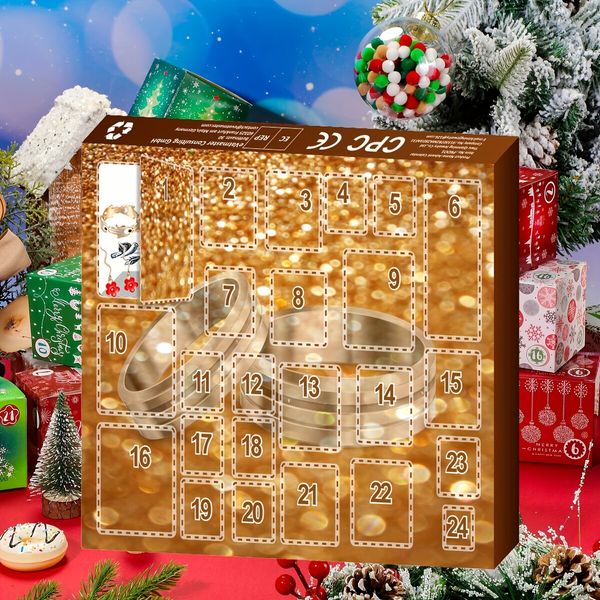 24-Day Christmas Advent Calendar Set -2024 Countdown to Christmas, Fashion Jewelry Party Kit with Rings,Earrings,Necklaces