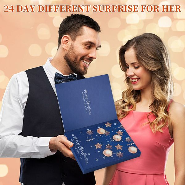 Christmas Beauty Jewelry Advent Calendar 24-Day Countdown with Stunning Necklaces Rings,and Earrings