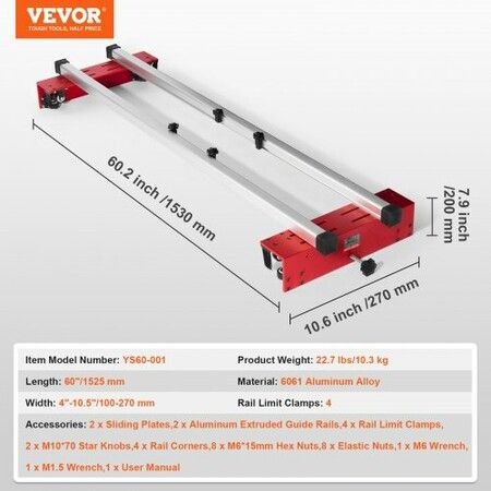 Router Sled, 1525 mm, Portable and Easy to Adjust Slab Flattening Jig, DIY Woodworking Router Sled for Flattening Slabs, Slab Guide Jig Trimming Planing Machine for Wood Flattening, Home DIY