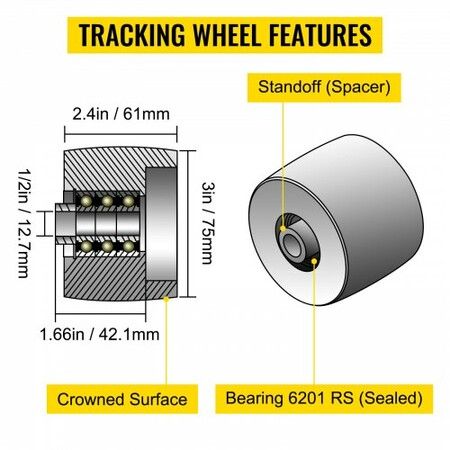 Belt Grinder 2\"x72\" Wheel Set, Complete Belt Knife Grinder Wheel Set, Aluminum Belt Grinder Wheel Crowned, for Knife Grinder 5\" Drive Wheel 0.94\" Bore 3\" Tracking 2\" Idler Wheels (5\"-3\"-