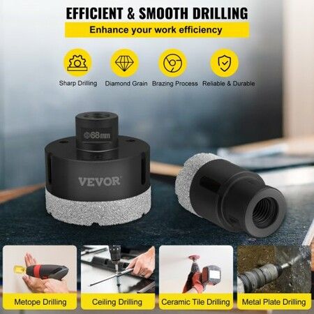 Diamond Drill Bits 9PCS Diamond Hole Saw 5/6/8/10/12/20/32/35/68mm Tile Hole Saw Kit Vacuum Brazed Diamond Drill Bit 0.59in Segment Tile Hole Saw w Storage Case for Tile Ceramic Porcelain Marble