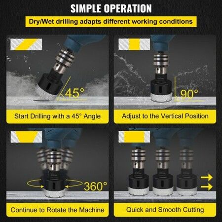 Diamond Drill Bits 9PCS Diamond Hole Saw 5/6/8/10/12/20/32/35/68mm Tile Hole Saw Kit Vacuum Brazed Diamond Drill Bit 0.59in Segment Tile Hole Saw w Storage Case for Tile Ceramic Porcelain Marble