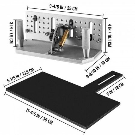 Belt Grinder Knife Jig, 9-4/5\'\' Long Sharpening Locator, 85°~ 115°Adjustable Angle, Belt Knife Sharpener Jig with Tool Holder, Dual Handles, Knife Making for Belt Sander Machine - Large