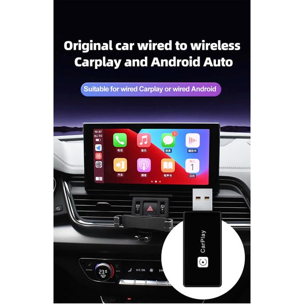 Wireless CarPlay Adapter,Converts Wired to Carplay Wireless Adapter,Plug and Play-Seamless Fast Response Stable Bluetooth Connection CarPlay for iPhone iOS 10+ and Cars from 2016