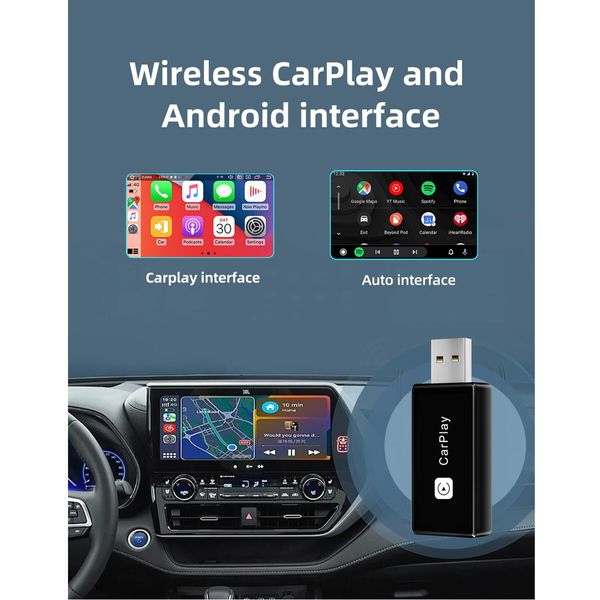 Wireless CarPlay Adapter,Converts Wired to Carplay Wireless Adapter,Plug and Play-Seamless Fast Response Stable Bluetooth Connection CarPlay for iPhone iOS 10+ and Cars from 2016