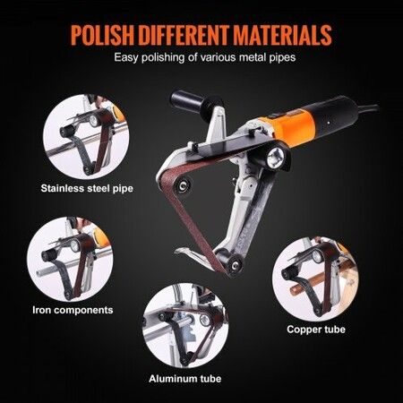 Pipe Tube Polisher Sander, 1300W Pipe Belt Sander with 6 Variable Speeds 1100-3200rpm, Professional Belt Sander Grinding Machine with 3PCS Sanding Belts for Burnishing Finishing Rust Removal