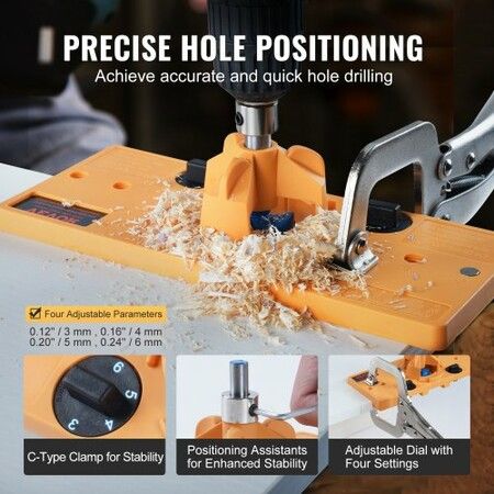 Concealed Hinge Jig, Cabinet Hinge Jig with C-Type Clamp and Accessories, PA66 Nylon and Steel Material, Accurate Hinge Drill Jig Woodworking Tool for Doors Cabinets Hinges Mounting