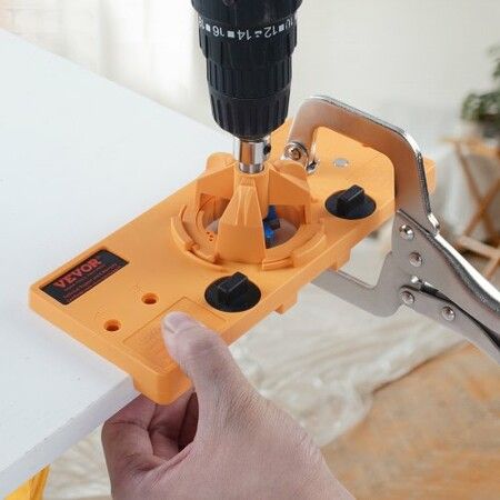 Concealed Hinge Jig, Cabinet Hinge Jig with C-Type Clamp and Accessories, PA66 Nylon and Steel Material, Accurate Hinge Drill Jig Woodworking Tool for Doors Cabinets Hinges Mounting