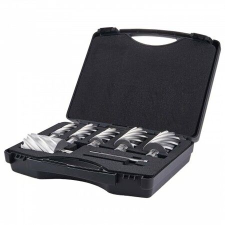 Annular Cutter Set, 6 pcs Universal Shank Mag Drill Bits, 2" Cutting Depth, 1" to 2" Cutting Diameter, M2AL High-Speed Steel, with 2 Pilot Pins and Portable Case, for Using with Magnetic Drills