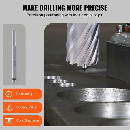 Annular Cutter Set, 6 pcs Weldon Shank Mag Drill Bits, 1" Cutting Depth, 1/2" to 1-1/16" Cutting Diameter, M2AL High-Speed Steel, with Pilot Pin and Portable Case, for Using with Magnetic Drills