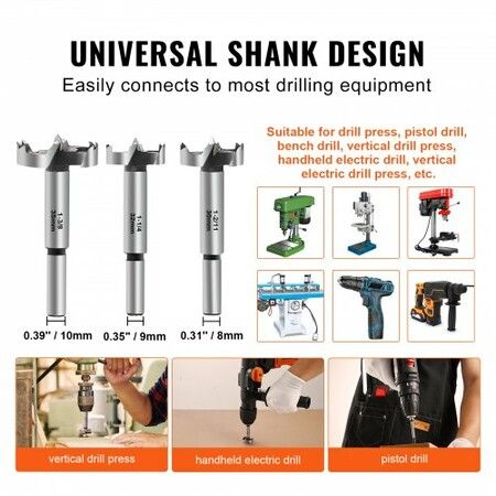 Forstner Bit Set, 16 Pcs Forstner Drill Bits Set, 1/4" to 1-5/8", Carbon Steel, with Universal Round Shank, Forstner Drill Bit for Wood and Composite Board, Forstner Bits for Woodworking