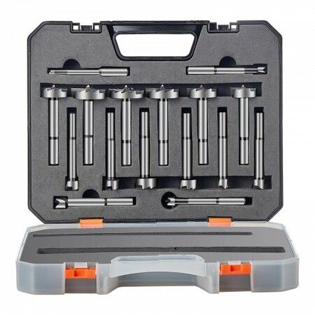 Forstner Bit Set, 16 Pcs Forstner Drill Bits Set, 1/4" to 1-5/8", Carbon Steel, with Universal Round Shank, Forstner Drill Bit for Wood and Composite Board, Forstner Bits for Woodworking