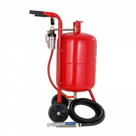 10Gal/40L Sandblaster Equipped w/Nozzle Shut-Off Valve Pressure Gauge Ceramic Nozzle Rubber Wheels Grit Power Sand Blasters Portable Sandblasting Equipment