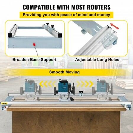 Router Sled, 64 inches /162.6 cm Width, Slab Guide Jig for Woodworking with Locking Function, Portable and Easy to Adjust, Trimming Planing Machine for Wood Flattening, Home DIY