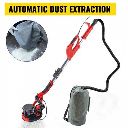 Drywall Sander 750W Electric, Electric Sander Variable Speed 800-1750RPM, Drywall Sander Foldable Sheetrock Sander, with Telescope Handle ,Vacuum Bag Drywall Sanders 6 Sand Pads