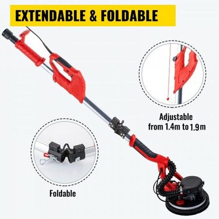 Drywall Sander Electric Drywall Sander 750W Foldable with Strip Light Vacuum Bag