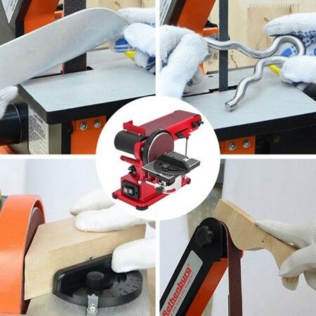 Belt Sander 4" x 36", Disc Combo Sander 6",Electric Adjustable Bench Belt Sander 375W,Grinder Bench Sanding Machine With 4 Rubber Foot Pad