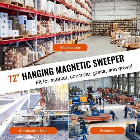 Hanging Magnetic Sweeper Pickup Tool, 47.6 kg Nail Hang-Type Magnetic Forklift Sweeper, Industrial Grade Magnets Steel Material Hunting Accessories for Picking Up Nails Bolts Iron Chips Metals