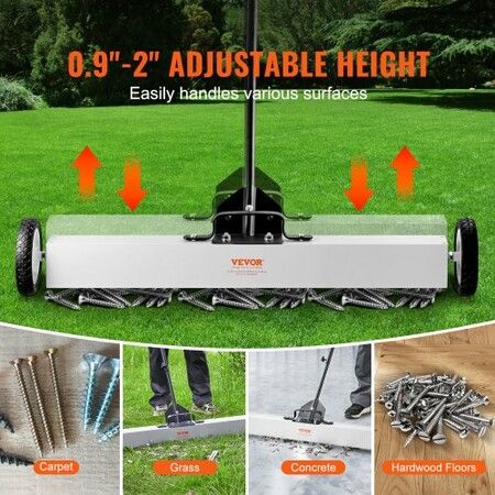 36-Inch Magnetic Sweeper with Wheels Telescoping Magnetic Pickup Tool