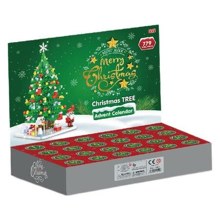 Advent Calendar for Kids Teens Adults, 24 Days Surprise Christmas Tree Building Blocks Christmas Countdown Calendar Gift Box for Age 6 Up