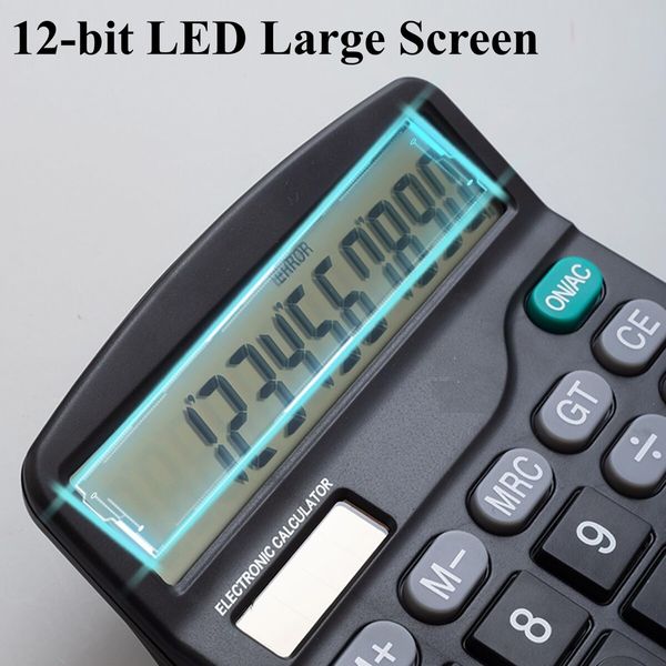 Desk Calculator 12 Digit Office Calculators with Large LCD Display,Dual Solar Power and Battery,Recessed Big Button Calculator for Office Home School