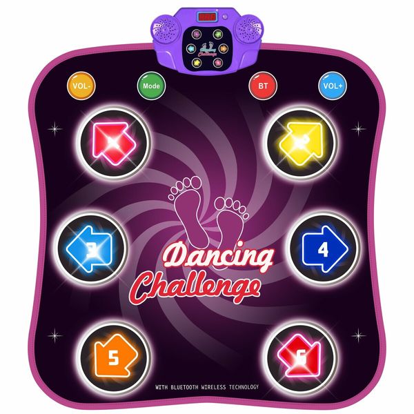 Dance Mat Toys with Bluetooth for Girls Electronic Dance Pad Light Up 6-Button 5 Game Modes Built in Music,Dance Game
