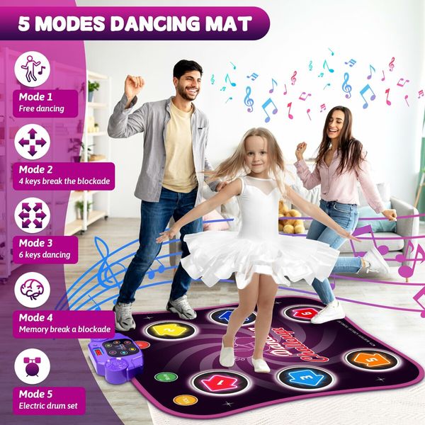 Dance Mat Toys with Bluetooth for Girls Electronic Dance Pad Light Up 6-Button 5 Game Modes Built in Music,Dance Game
