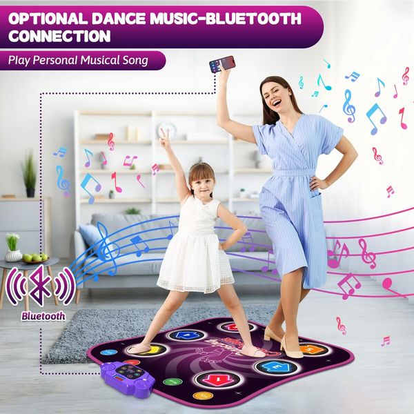 Dance Mat Toys with Bluetooth for Girls Electronic Dance Pad Light Up 6-Button 5 Game Modes Built in Music,Dance Game