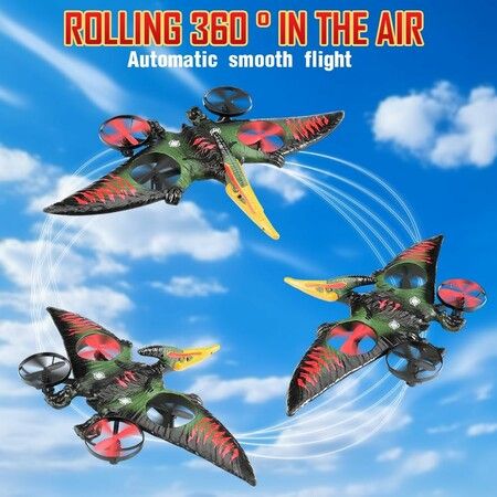 Pterodactyl Toys for Kids, Remote Controlled Aircraft,Flying Toys Birthday Gifts for Boys,Hobby RC Plane for Beginners (Green)