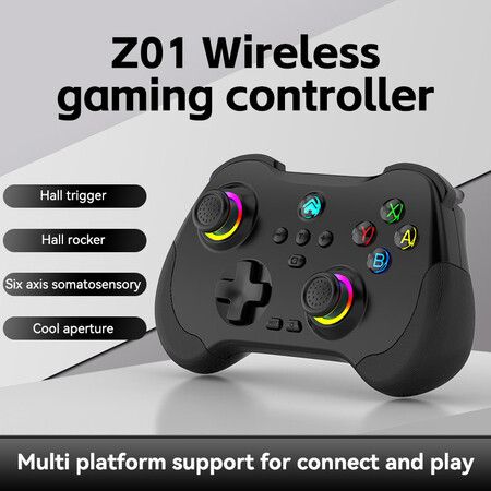 Controller Remote Joystick for iOS/Android, Wireless Switch Controller with Macro Buttons/Hall-Rocker/Hall-Trigger, Black