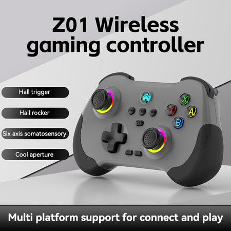 Controller Remote Joystick for iOS/Android, Wireless Switch Controller with Macro Buttons/Hall-Rocker/Hall-Trigger, Grey