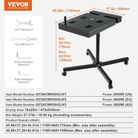 Flash Dryer, 18 x 25 inch Flash Dryer for Screen Printing, 0-750鈩?Temperature Control, High Power Silk Screen Printing Dryer with Height Adjustable Stand, 360掳 Rotation, T-Shirt Curing Machine