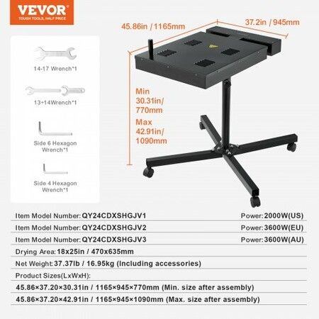 Flash Dryer, 18 x 25 inch Flash Dryer for Screen Printing, High Power Silk Screen Printing Dryer with Height Adjustable Stand, 360° Rotation, X-Shaped Base, Steel T-Shirt Curing Machine