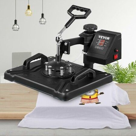 Heat Press 12 X 15 Inch 5 In 1 Heat Press 1250 W Heat Press Machine Swing Away Black Heat Press T-Shirt Sublimation Printer Transfer 360 Degree Rotation for DIY T-Shirts Hat and Shoes