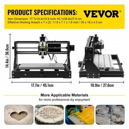 CNC 3018 Pro CNC 3018 300×180×45 mm CNC Machine GRBL Control Mini Engraver with Offline Controller 3 Axis Engraving Machine for Carving Milling Plastic, Acrylic, PVC and Wood