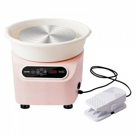 Pottery Wheel, 10 inch Pottery Forming Machine, 350W Electric Wheel for Pottery with Foot Pedal and LCD Touch Screen, Direct Drive Ceramic Wheel with Shaping Tools for DIY Art Craft, Pink