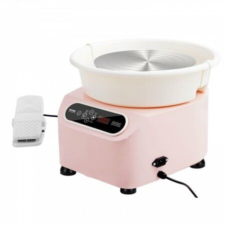 Pottery Wheel, 10 inch Pottery Forming Machine, 350W Electric Wheel for Pottery with Foot Pedal and LCD Touch Screen, Direct Drive Ceramic Wheel with Shaping Tools for DIY Art Craft, Pink