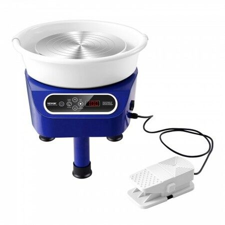 Pottery Wheel, 10 inch Pottery Forming Machine, 350W Electric Wheel for Pottery with Foot Pedal and LCD Touch Screen, Direct Drive Ceramic Wheel with 3 Support Legs for DIY Art Craft, Blue