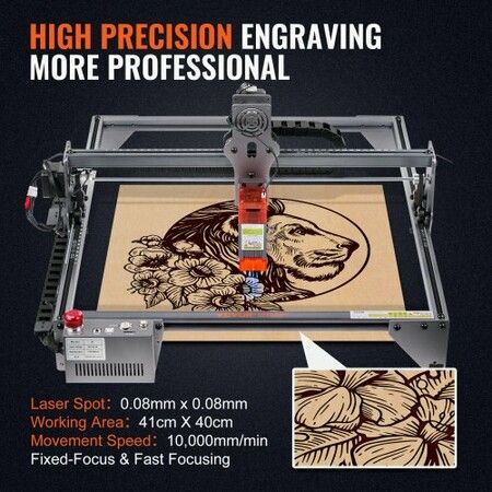 Laser Engraver, 5W Output Laser Engraving Machine, 16.1" x 15.7" Large Working Area, 10000mm/min Movement Speed, Compressed Spot with Eye Protection, Laser Cutter for Wood, Metal, Acrylic