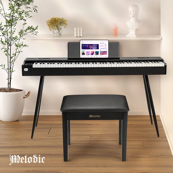 Melodic Wooden Piano Bench Keyboard Stool Chair Seat with Padded Cushion Music Bookcase Storage Compartment Modern Solo Concert