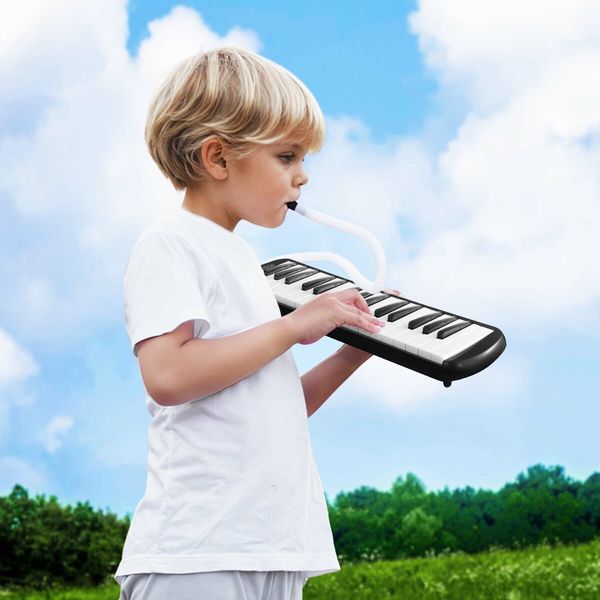 37 Keys Melodica Air Piano Keyboard Black Professional Musical Instrument for Kids Adults with Carrying Bag 2 Mouthpieces