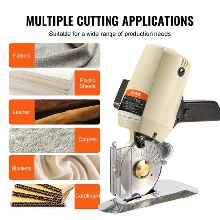 Fabric Cutter, 250W Electric Rotary Fabric Cutting Machine, 1.1" Cutting Thickness, Octagonal Knife, with Replacement Blade and Sharpening Stones, for Multi-Layer Cloth Fabric Leather