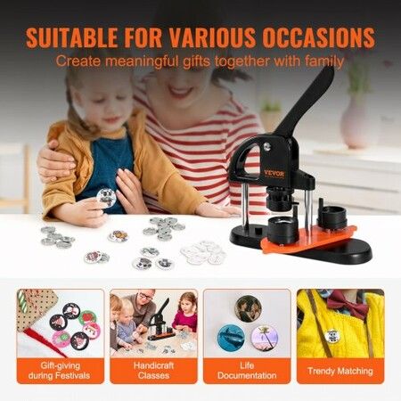 Button Maker Machine, 1.25 inch/32mm Pin Maker, Installation-Free Badge Punch Press Kit, Children DIY Gifts Button Making Supplies with 500pcs Button Parts, Circle Cutter, Magic Book