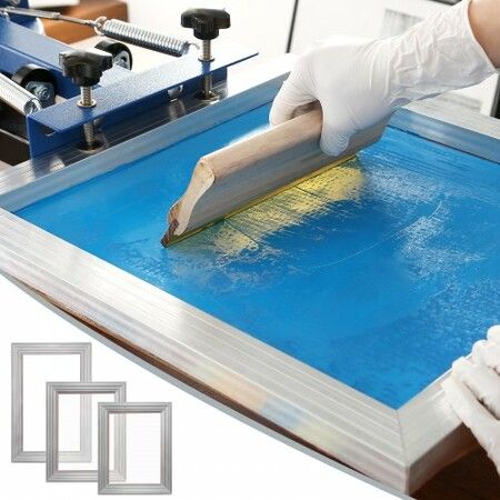 Screen Printing Kit, 3 Pieces Aluminum Silk Screen Printing Frames 25x36/20x30/15x25 cm 110 Count Mesh, 5 Glitters and Screen Printing Squeegees and Transparency Films for T-shirts DIY